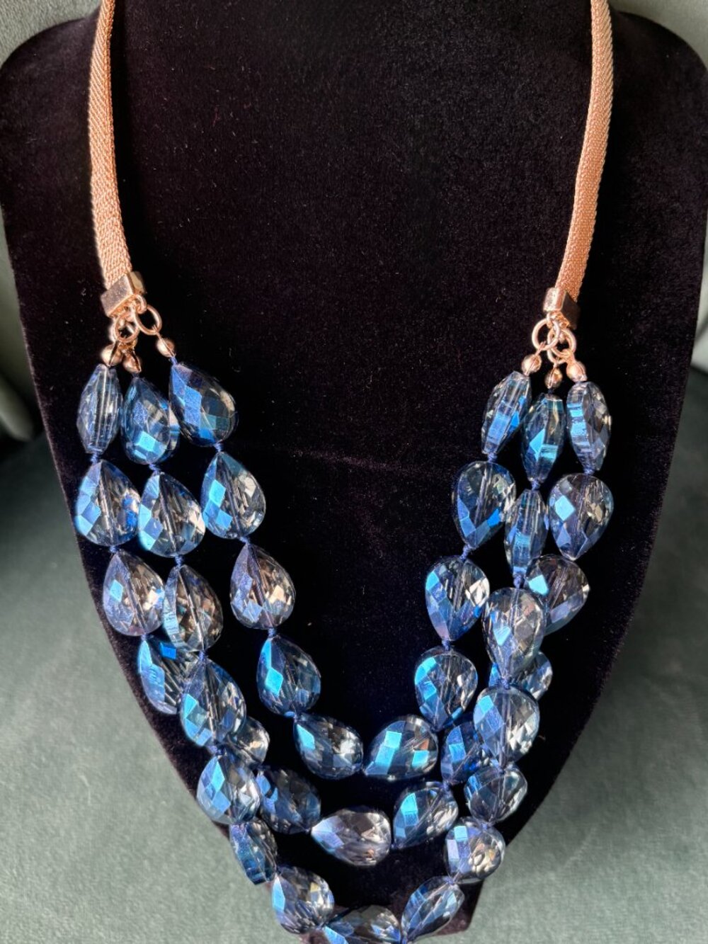 Beautiful Pear Shaped Blue Glass Beaded Vintage Necklace--BaubleBar